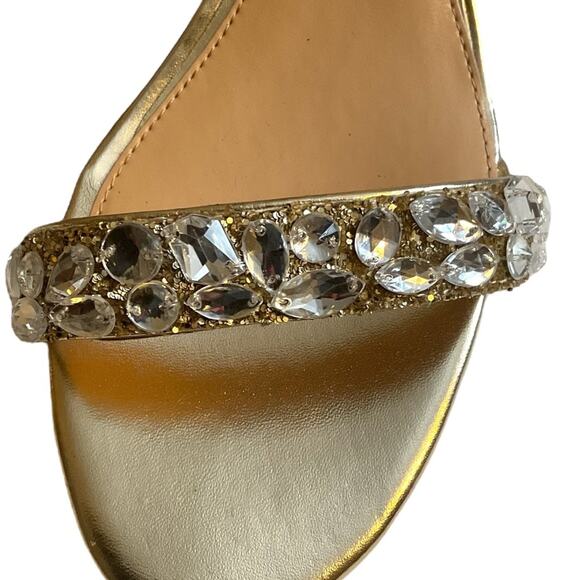 Jewel Badgley Mischka Gold Claudia Embellished Sandals Size 10M - Picture 9 of 16
